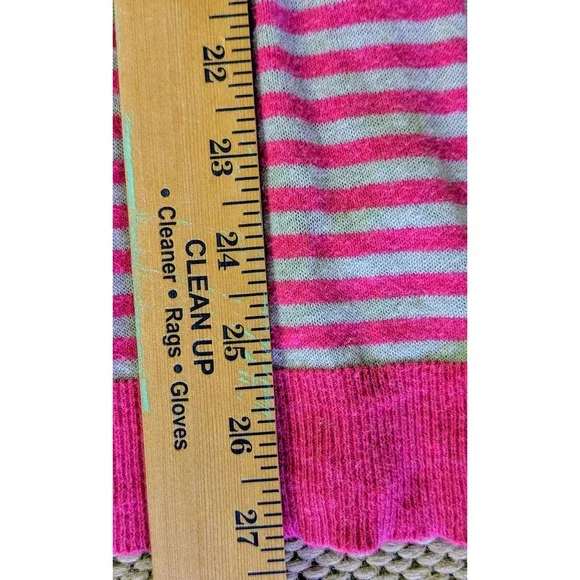Columbia Women's TopSize S Pink Henley Linen Blend Stripe Classic Essential - Picture 6 of 6